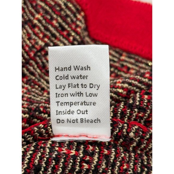 Ming Wang Womens Red Textured Knit Dress With Gold Chain Accents Size M - Picture 7 of 8